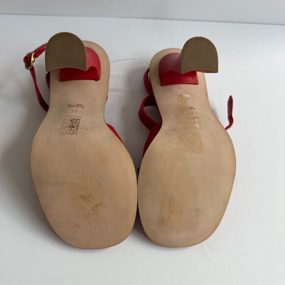 New w/o box COACH Quincey Signature Logo Ankle Strap Sandals Red Leather Sz 7.5 - Picture 7 of 8